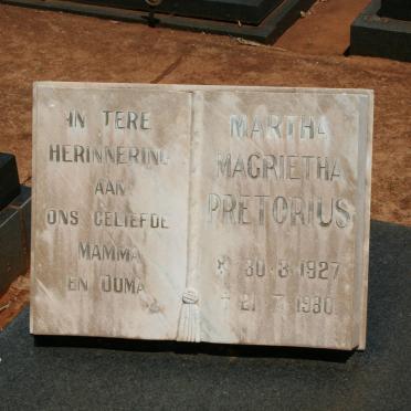 PRETORIUS Martha Magrietha 1927-1980