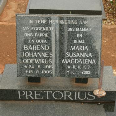 PRETORIUS Barend Johannes Lodewikus 1915-1985 &amp; Maria Susanna Magdalena 1917-2002