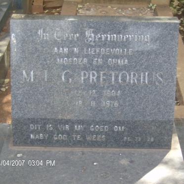 PRETORIUS M.L.G. 1904-1976