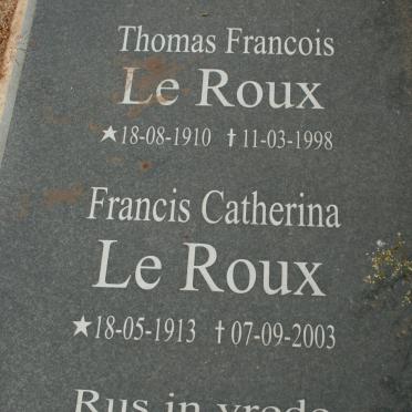 ROUX Thomas Francois, le 1910-1998 &amp; Francis Catherina 1913-2003