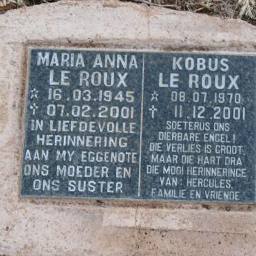 ROUX Kobus, le 1970-2001 :: LE ROUX Maria Anna 1945-2001