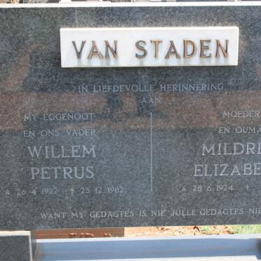 STADEN Willem Petrus, van 1922-1982 &amp; Mildred Elizabeth 1924-