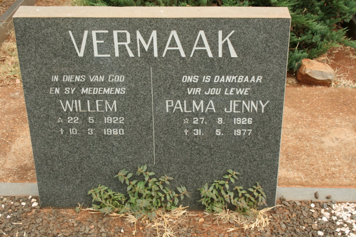 VERMAAK Willem 1922-1980 &amp; Palma Jenny 1926-1977