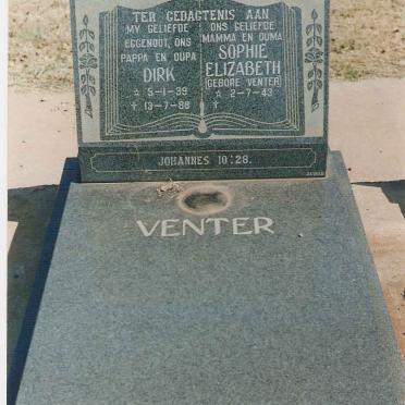 VENTER Dirk 1939-1988 &amp; Sophie Elizabeth VENTER 1943-