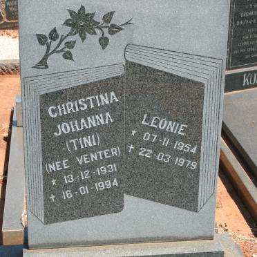 VORSTER Christina Johanna nee VENTER 1931-1994 :: VORSTER Leonie 1954-1979