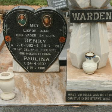 WARDEN Henry 1895-1991 &amp; Paulina 1907-1988