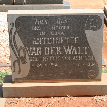 WALT Antoinette, van der nee VAN ASWEGEN 1914-1984
