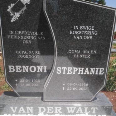WALT Benoni, van der 1935-2021 &amp; Stephanie 1936-2023