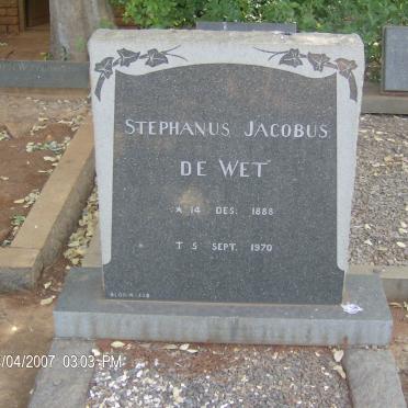 WET Stephanus Jacobus, de 1888-1970