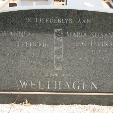 WELTHAGEN Johannes Frederik 1915-1983 &amp; Maria Susanna Catharina HEFER 1915-