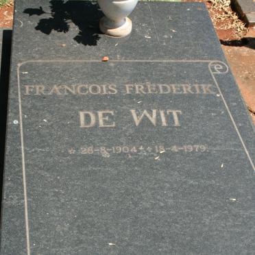 WIT Francois Frederik, de 1904-1979