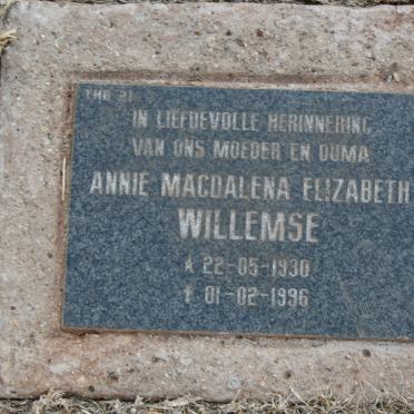 WILLEMSE Annie Magdalena Elizabeth 1930-1996
