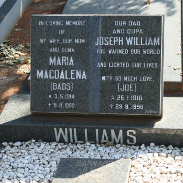 WILLIAMS Joseph William 1910-1996 &amp; Maria Magdalena 1914-1989