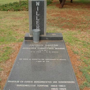 WILLERS Jacobus Barend 1913-1998 &amp; Johanna Christina Maria NEL 1918-2003