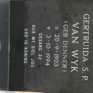 WYK Gertruida S.P., van nee DENNER 1903-1994