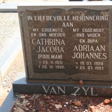ZYL Adriaan Johannes, van 1928-1997 &amp; Cathrina Jacoba POOLMAN 1931-1992