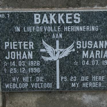 BAKKES Pieter Johan 1926-1998 &amp; Susanna Maria 1931-
