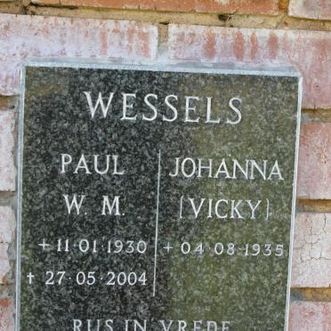 WESSELS Paul W.M. 1930-2004 &amp; Johanna 1935-