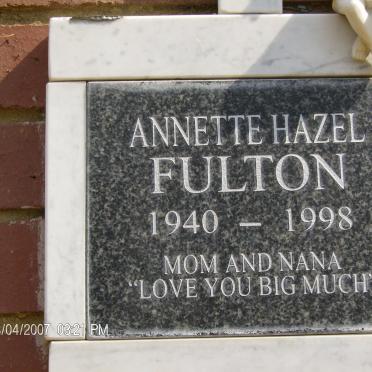 FULTON Annette Hazel 1940-1998