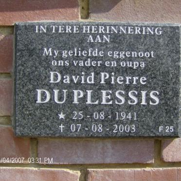 PLESSIS David Pierre, du 1941-2003