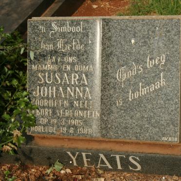 YEATS Susara Johanna formerly NELL nee SERFONTEIN 1905-1988