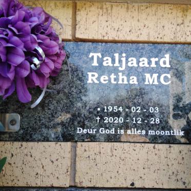 TALJAARD M.C. 1954-2020