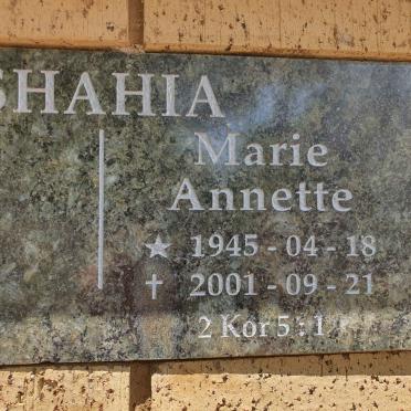 SHAHIA Marie Annette 1945-2001
