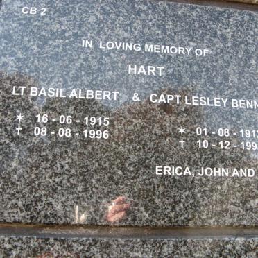 HART Basil Albert 1915-1996 &amp; Lesley Bennett 1912-1991