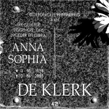 KLERK Anna Sophia, de 1938-2002