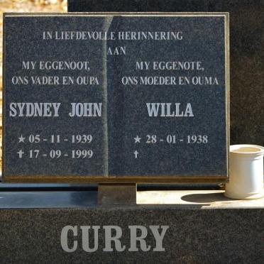 CURRY Sydney John 1939-1999 &amp; Willa 1938-