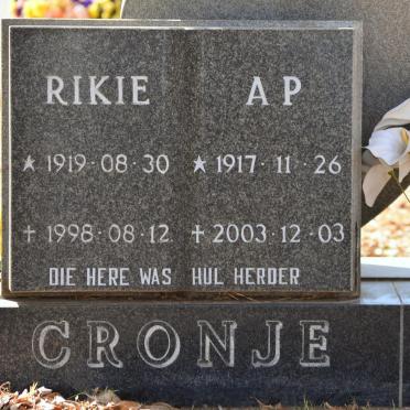 CRONJE A.P. 1917-2003 &amp; Rikie 1919-1998