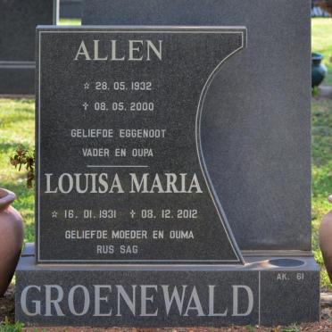 GROENEWALD Allen 1932-2000 &amp; Louisa Maria 1931-2012