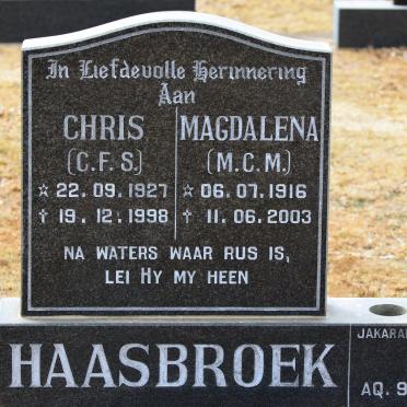 HAASBROEK C.F.S. 1927-1998 &amp; M.C.M. 1916-2003