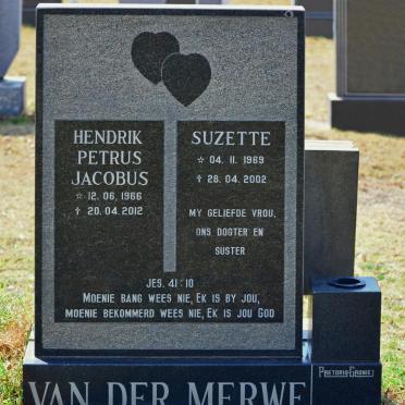 MERWE Hendrik Petrus Jacobus, van der 1966-2012 &amp; Suzette 1969-2002