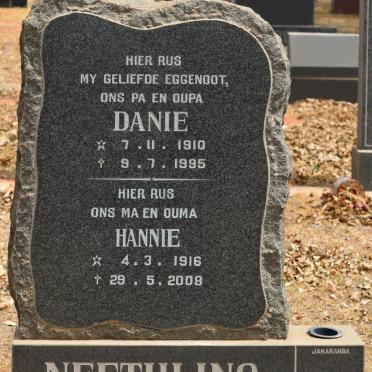 NEETHLING Danie 1910-1995 &amp; Hannie 1916-2008