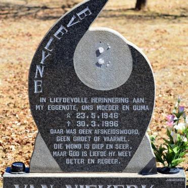 NIEKERK Evelyne, van 1946-1996