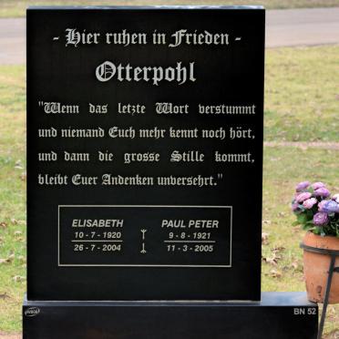 OTTERPOHL Paul Peter 1921-2005 &amp; Elisabeth 1920-2004