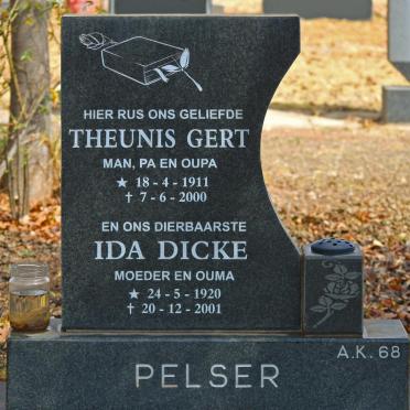 PELSER Theunis Gert 1911-2000 &amp; Ida Dicke 1920-2001