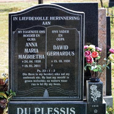PLESSIS Dawid Gerhardus, du 1930- &amp; Anna Maria Magrietha 1930-2011