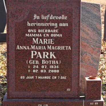 PARK Anna Maria Magrieta nee BOTHA 1934-2000