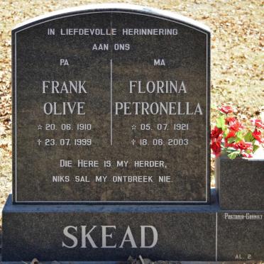 SKEAD Frank Olive 1910-1999 &amp; Florina Petronella 1921-2003
