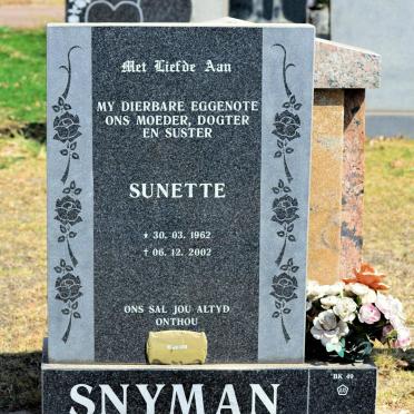 SNYMAN Sunette 1962-2002