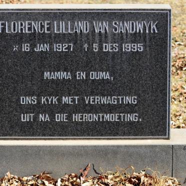 SANDWYK Florence Lilland, van 1927-1995