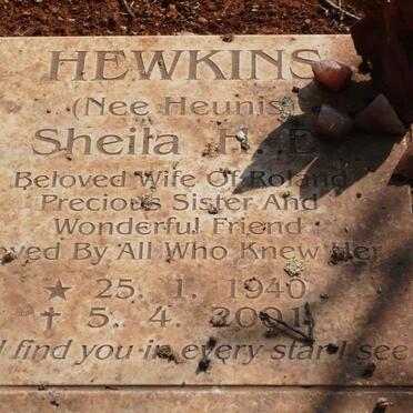 HEWKINS Sheila H.E. nee HEUNIS 1940-2001