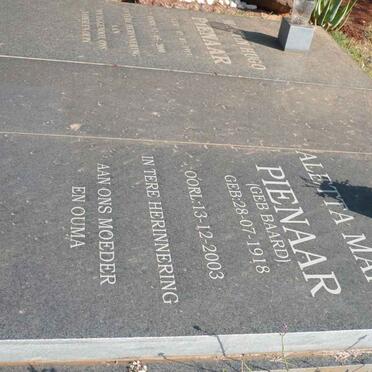 PIENAAR Martin Hugo 1913-2000 &amp; Aletta Maria BAARD 1918-2003