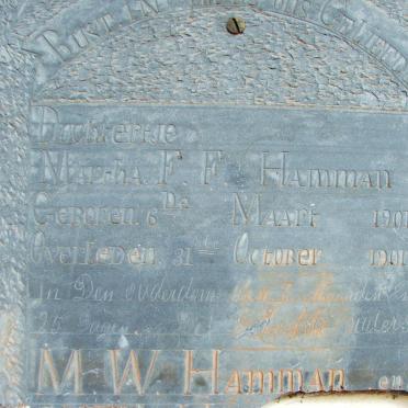 HAMMAN Martha F.F. 1901-1901 