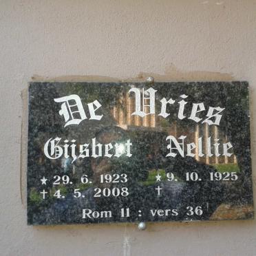 VRIES Gijsbert, de 1923-2008 &amp; Nellie 1925-