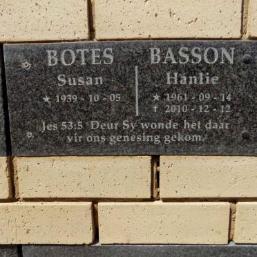 BOTES Susan 1939- :: BASSON Hanlie 1961-2010