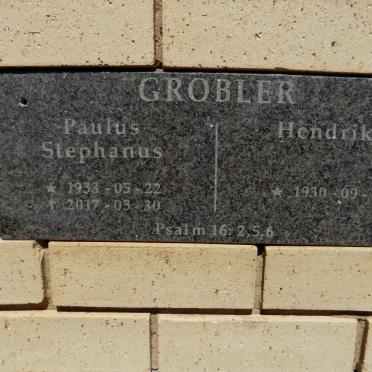 GROBLER Paulus Stephanus 1933-2017 &amp; Hendrika 1930-