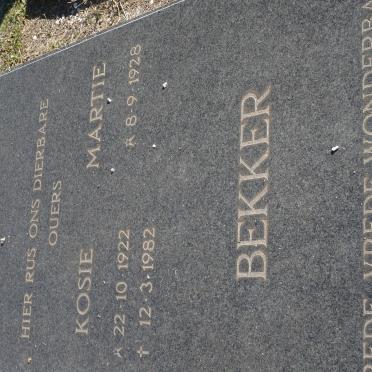BEKKER Kosie 1922-1982 &amp; Martie 1928-